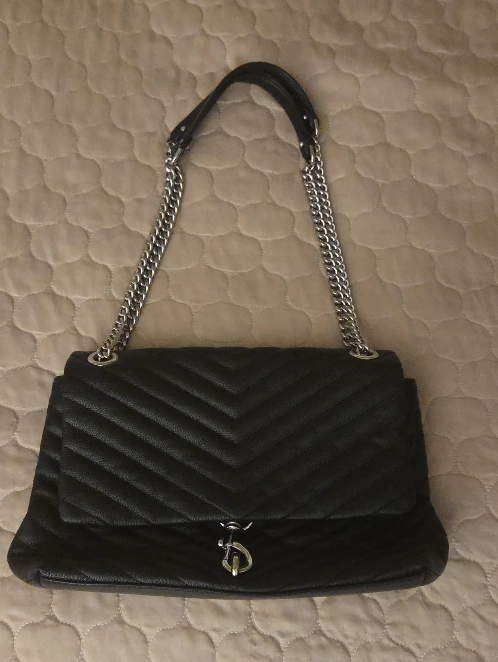 Rebecca Minkoff Black Quilted Shoulder Bag with Chain Strap